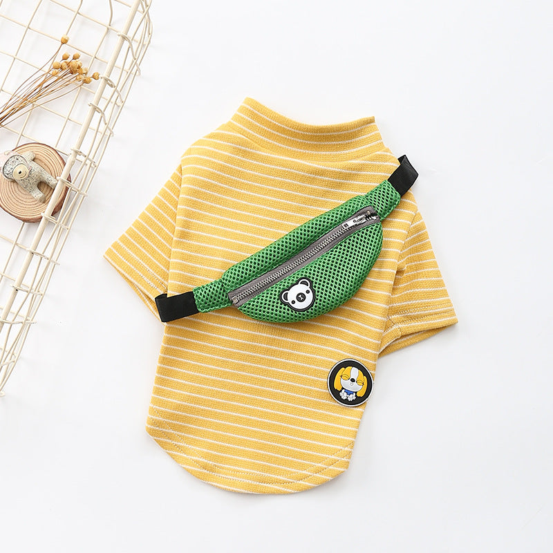 HKM-1244605 Striped Cotton T-Shirt for Dogs - Casual Two-Legged Costume Outfit