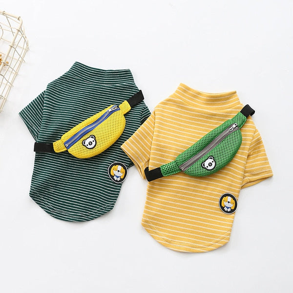 HKM-1244605 Striped Cotton T-Shirt for Dogs - Casual Two-Legged Costume Outfit