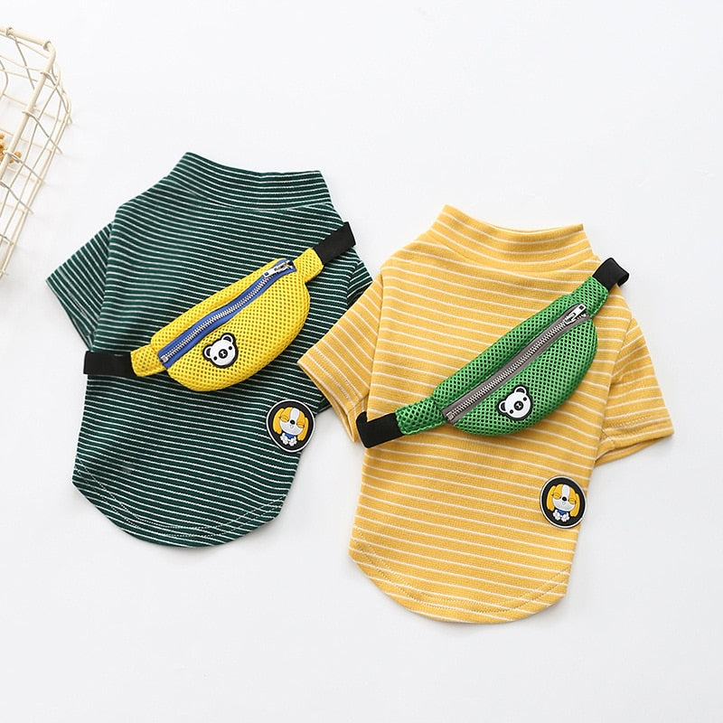 HKM-1244605 Striped Cotton T-Shirt for Dogs - Casual Two-Legged Costume Outfit