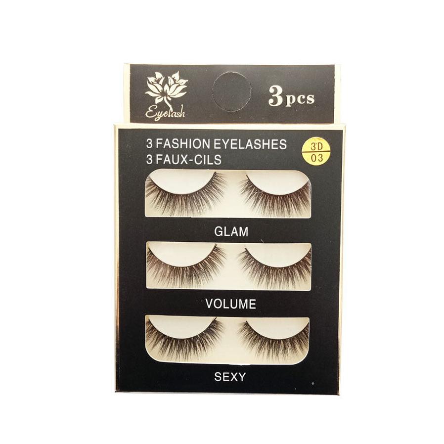 HKM-124499 3 Pairs of 3D Chemical Fiber Fake Eyelashes for Stunning Lashes