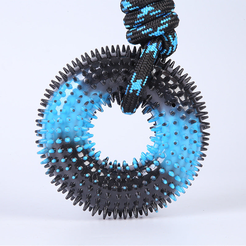 HKM-1245245 Durable TPR Chew Toy with Thorn Grinding Teeth and Colorful Knot Rope, 48*12.5cm