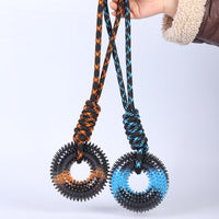 HKM-1245245 Durable TPR Chew Toy with Thorn Grinding Teeth and Colorful Knot Rope, 48*12.5cm