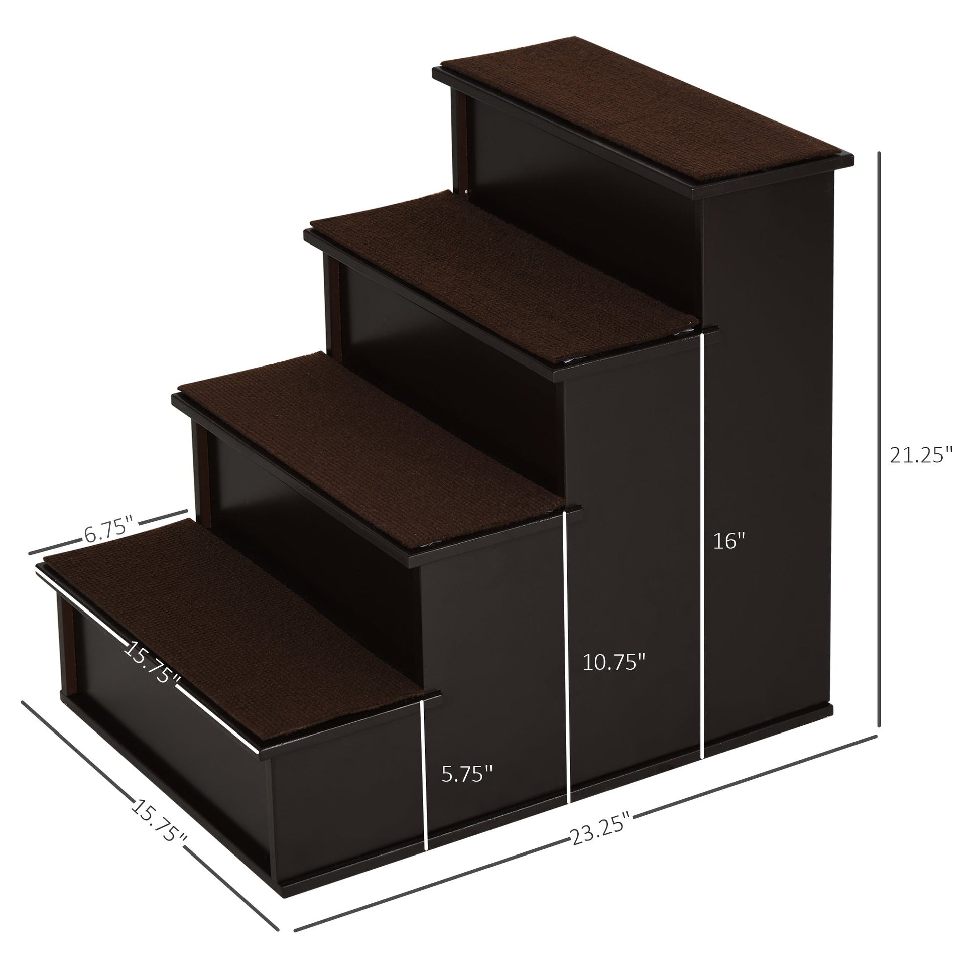 HKM-1245885 Cushioned Pet Stairs for Small Dogs and Cats Up to 22 lbs - Brown with Removable Cover