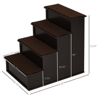 HKM-1245885 Cushioned Pet Stairs for Small Dogs and Cats Up to 22 lbs - Brown with Removable Cover