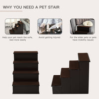 HKM-1245885 Cushioned Pet Stairs for Small Dogs and Cats Up to 22 lbs - Brown with Removable Cover