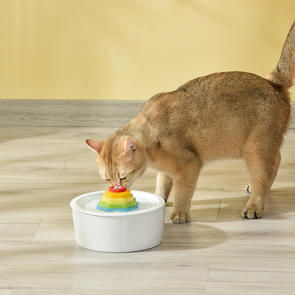 HKM-1246269 Colorful Red Pagoda Ceramic Pet Fountain for Cats and Dogs, 1.5L Capacity