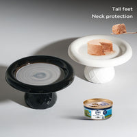 HKM-1246397 Ceramic Cat Bowl with Neck Protection and Stability for Canned Food and Snacks