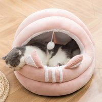 HKM-1247677 Summer Comfort Cat Nest Bed - Semi-Enclosed Cozy Hideaway for Cats