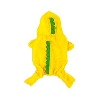 HKM-1247805 Yellow Waterproof Dinosaur Raincoat for Pets - Four-Legged Fit Available in Multiple Sizes