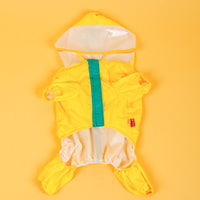 HKM-1247805 Yellow Waterproof Dinosaur Raincoat for Pets - Four-Legged Fit Available in Multiple Sizes