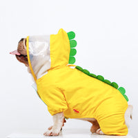 HKM-1247805 Yellow Waterproof Dinosaur Raincoat for Pets - Four-Legged Fit Available in Multiple Sizes