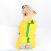 HKM-1247805 Yellow Waterproof Dinosaur Raincoat for Pets - Four-Legged Fit Available in Multiple Sizes