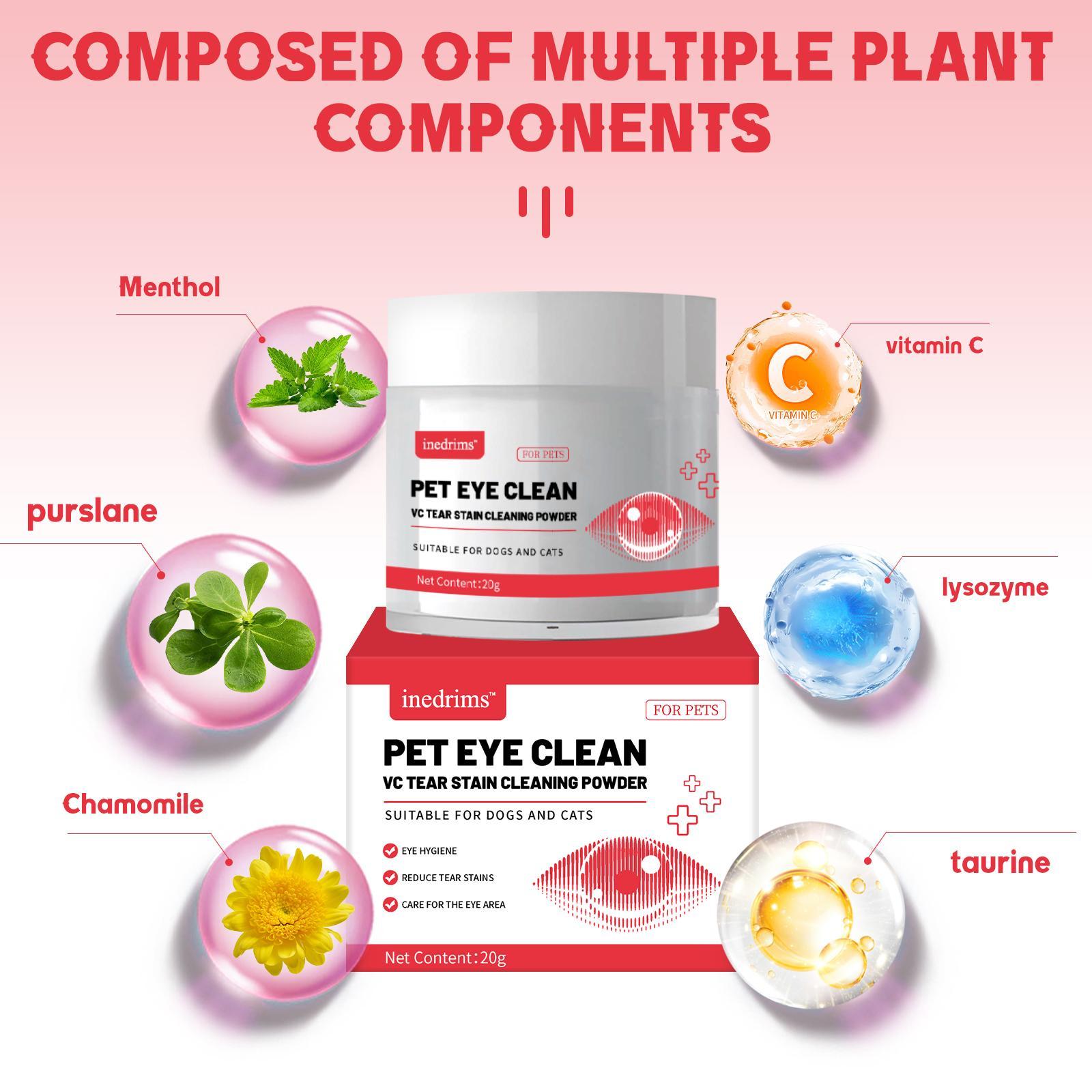 HKM-1248061 Pet Tear Stain Removal Powder for Gentle Eye and Fur Care, Natural Formula for Brightening and Cleaning