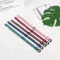 HKM-1248189 Adjustable PU Leather Pet Collar in Dark Green, Dark Blue, Wine Red, Nude Pink, Brown, and Gray