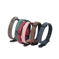 HKM-1248189 Adjustable PU Leather Pet Collar in Dark Green, Dark Blue, Wine Red, Nude Pink, Brown, and Gray