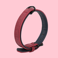 HKM-1248189 Adjustable PU Leather Pet Collar in Dark Green, Dark Blue, Wine Red, Nude Pink, Brown, and Gray