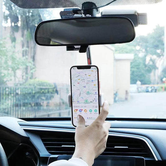 HKM-124819 Rearview Mirror Phone Holder with 360-Degree Rotation for Car Navigation