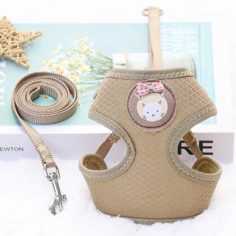 HKM-1249469 Breathable Nylon Vest Chest Strap for Small Dogs - Pomeranian in Blue, Purple, Pink, Khaki, Rose