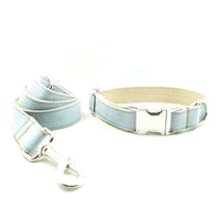HKM-1249981 Light Blue Denim Dog Leash with Adjustable Collar - Multiple Sizes Available