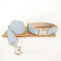 HKM-1249981 Light Blue Denim Dog Leash with Adjustable Collar - Multiple Sizes Available