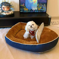 HKM-1250237 Boat-shaped Four-season Pet Nest Dog Bed with Soft Corduroy and PP Cotton Lining, Coffee Color Options