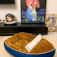 HKM-1250237 Boat-shaped Four-season Pet Nest Dog Bed with Soft Corduroy and PP Cotton Lining, Coffee Color Options