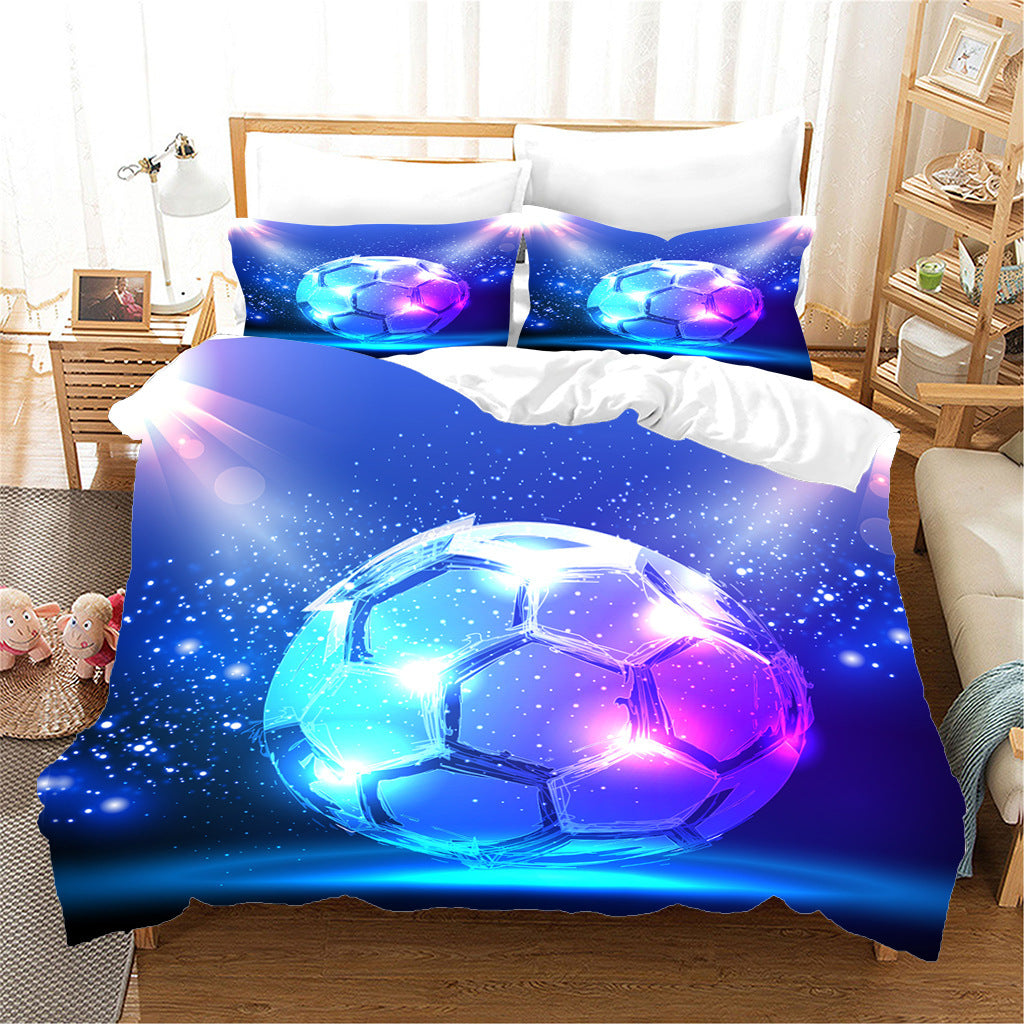 HKM-125075 Nordic Style Sports Football Three-Piece Bedding Set in Floral Design