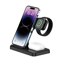 HKM-125139 3-in-1 Foldable Wireless Charger for Mobile Phones, Watches, and Earphones - 15W Output, Qi Certified