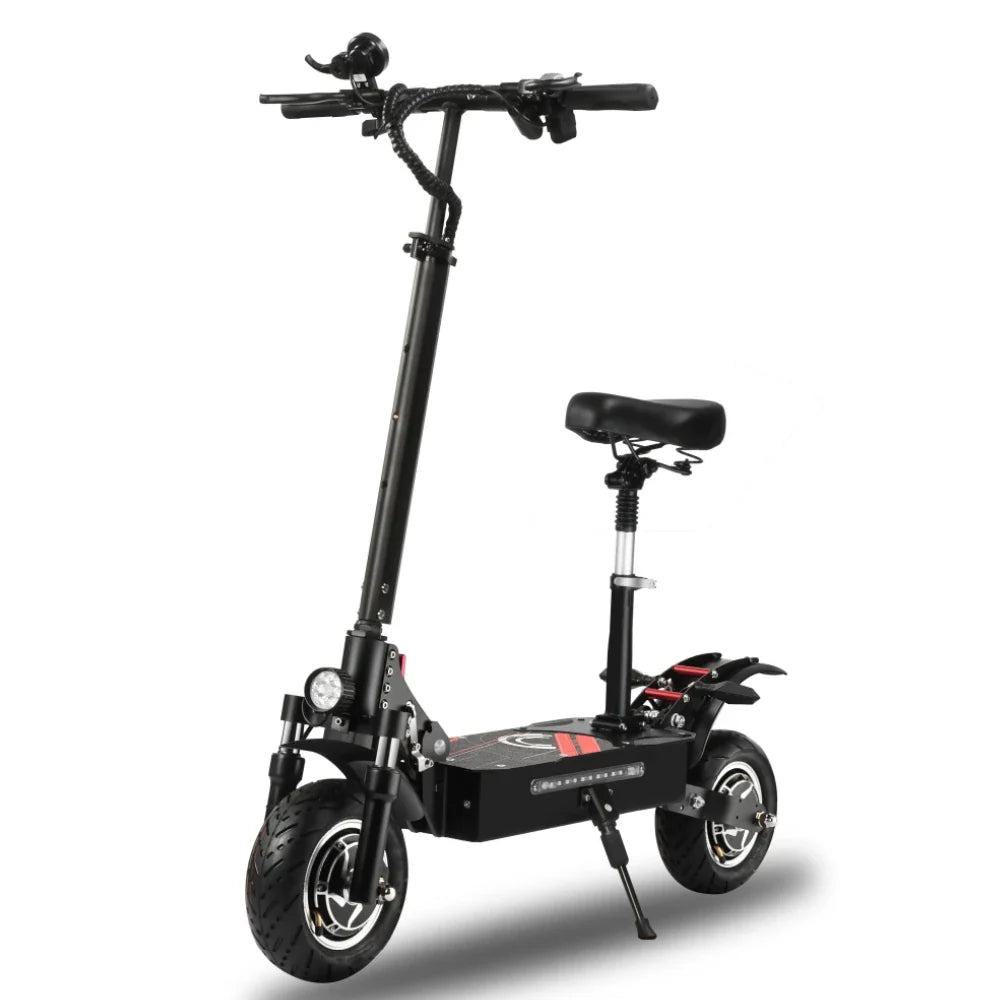 HKM-125139 52V 10-Inch Electric Scooter with Dual Motor, Foldable Design, Full Suspension, 40-50km Range, Waterproof, High Payload Capacity