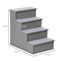 HKM-1251645 Small Pet Stairs with Cushioned Cover, 15.75" L x 23.25" W x 21.25" H, Versatile for Couch or Bed Use