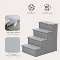 HKM-1251645 Small Pet Stairs with Cushioned Cover, 15.75" L x 23.25" W x 21.25" H, Versatile for Couch or Bed Use
