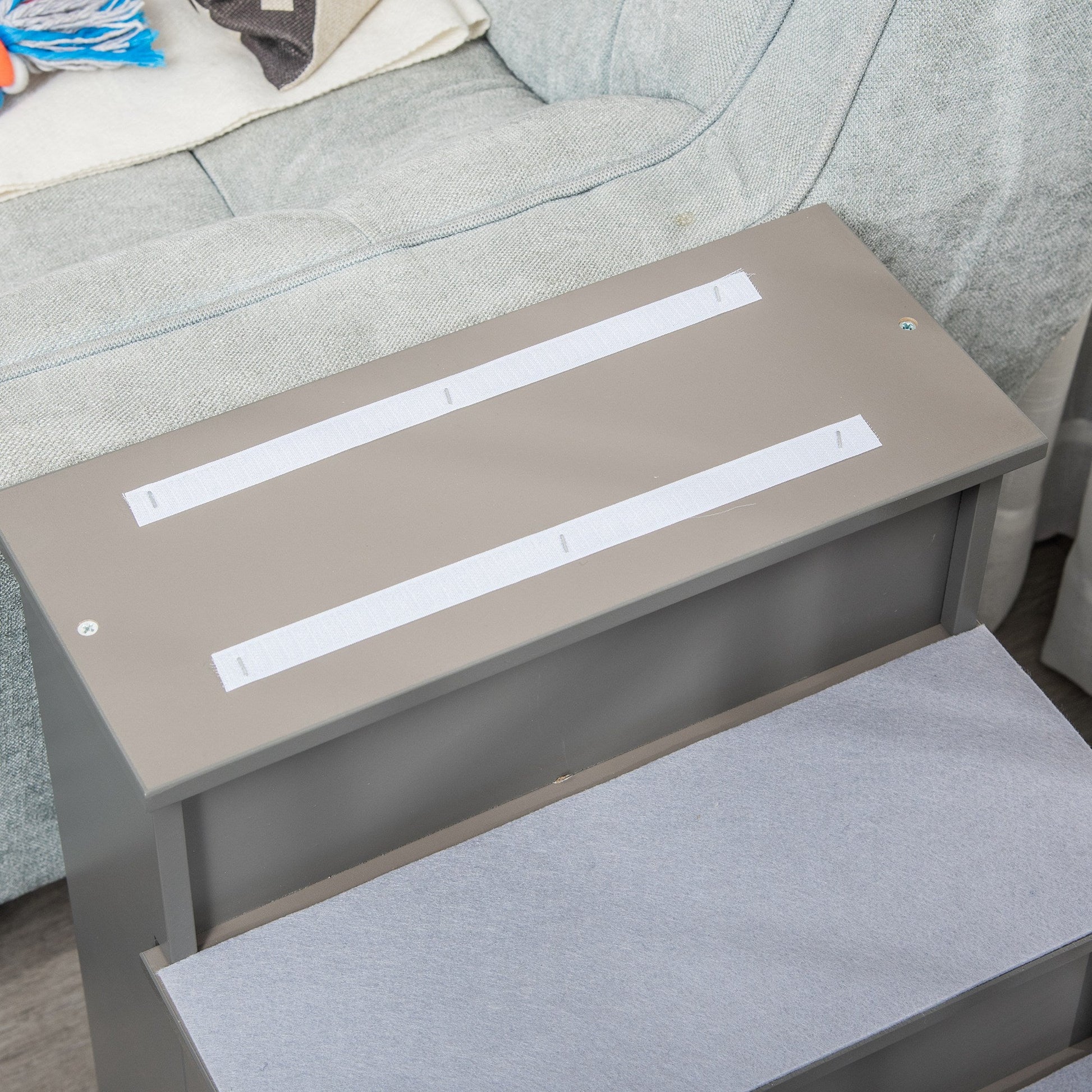 HKM-1251645 Small Pet Stairs with Cushioned Cover, 15.75" L x 23.25" W x 21.25" H, Versatile for Couch or Bed Use