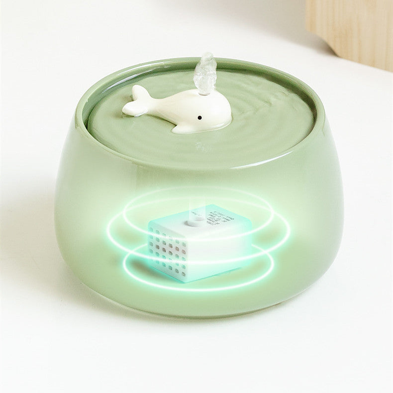 HKM-1252157 Ceramic Automatic Circulation Filtration Water Dispenser in Beige & Retro Green