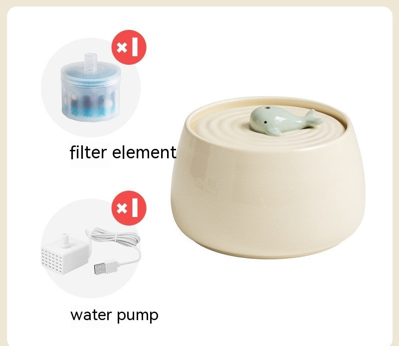 HKM-1252157 Ceramic Automatic Circulation Filtration Water Dispenser in Beige & Retro Green