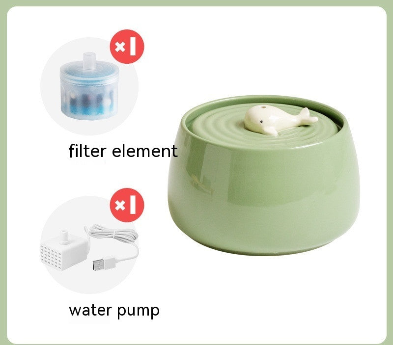 HKM-1252157 Ceramic Automatic Circulation Filtration Water Dispenser in Beige & Retro Green