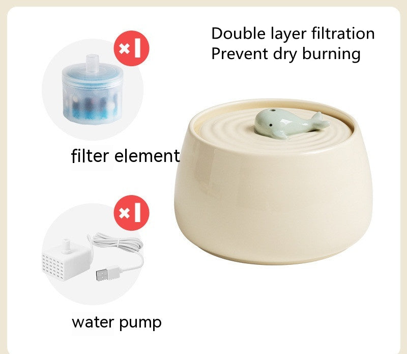 HKM-1252157 Ceramic Automatic Circulation Filtration Water Dispenser in Beige & Retro Green