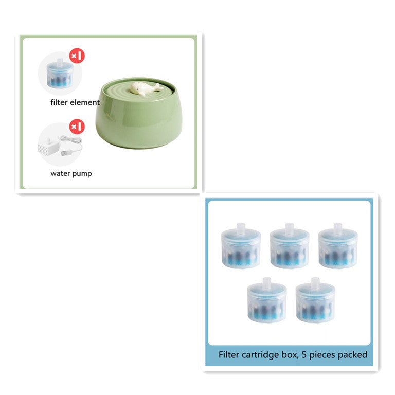 HKM-1252157 Ceramic Automatic Circulation Filtration Water Dispenser in Beige & Retro Green