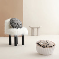 HKM-125331 Round Cute Cartoon Sofa Pillow for Living Room - 50cm Diameter, Cat Design