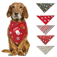 HKM-1253565 Pet Dog Christmas Print Triangle Scarf - Seasonal Styles in Cotton for Festive Pets