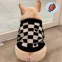 HKM-1253949 Schnauzer Kitten Winter Sweater in Fashionable Black Wool with Grid Design