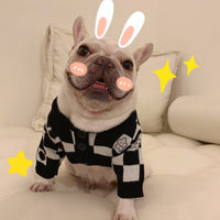 HKM-1253949 Schnauzer Kitten Winter Sweater in Fashionable Black Wool with Grid Design
