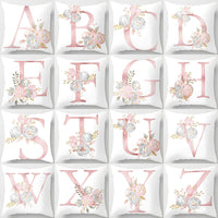 HKM-125395 26 Letters Peach Skin Printed Pillowcase, Single-Sided, 45x45 cm