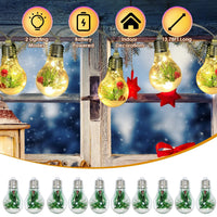 HKM-125395 Christmas Snow Globe String Lights - 13.78FT with 10 LED Bulbs, Battery Powered, Indoor Decorative Lighting