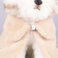 HKM-1254333 Cozy Rabbit Fur Pet Coat in Yellow and Pink - Comfortable and Warm Cloak for Pets