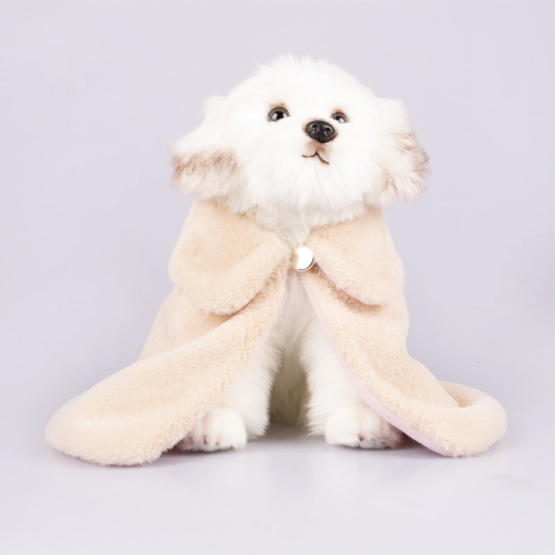 HKM-1254333 Cozy Rabbit Fur Pet Coat in Yellow and Pink - Comfortable and Warm Cloak for Pets