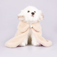 HKM-1254333 Cozy Rabbit Fur Pet Coat in Yellow and Pink - Comfortable and Warm Cloak for Pets