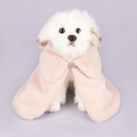 HKM-1254333 Cozy Rabbit Fur Pet Coat in Yellow and Pink - Comfortable and Warm Cloak for Pets