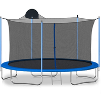 HKM-125459 12FT Trampoline with Basketball Hoop and Safety Enclosure Net for Outdoor Fun and Active Play