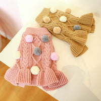 HKM-125523 Cozy Woolen Pet Skirt in Coffee and Pink - Available in Multiple Sizes