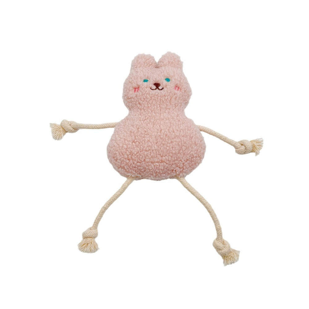 HKM-1255613 Korean Plush Dog Toy with Sound - Pink and Yellow Colors